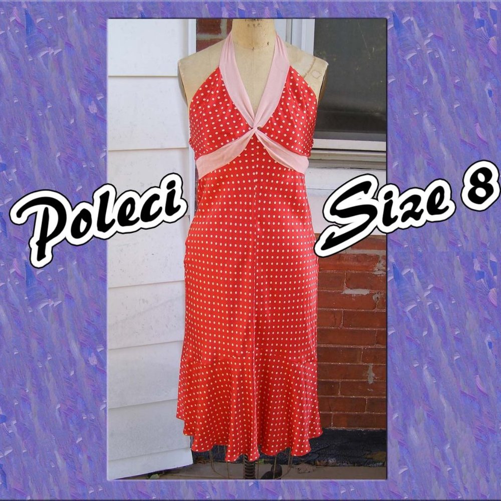 NEW size 8 POLECI Polka dot SILK dress Pinup Girl